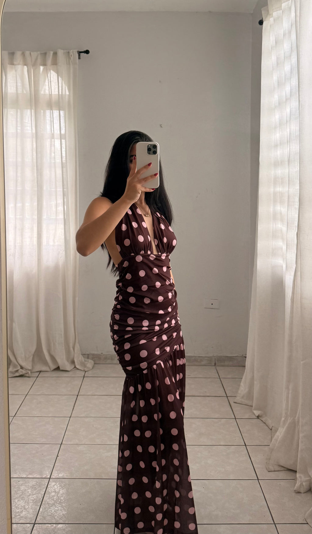 Polka Dot Brown Dress