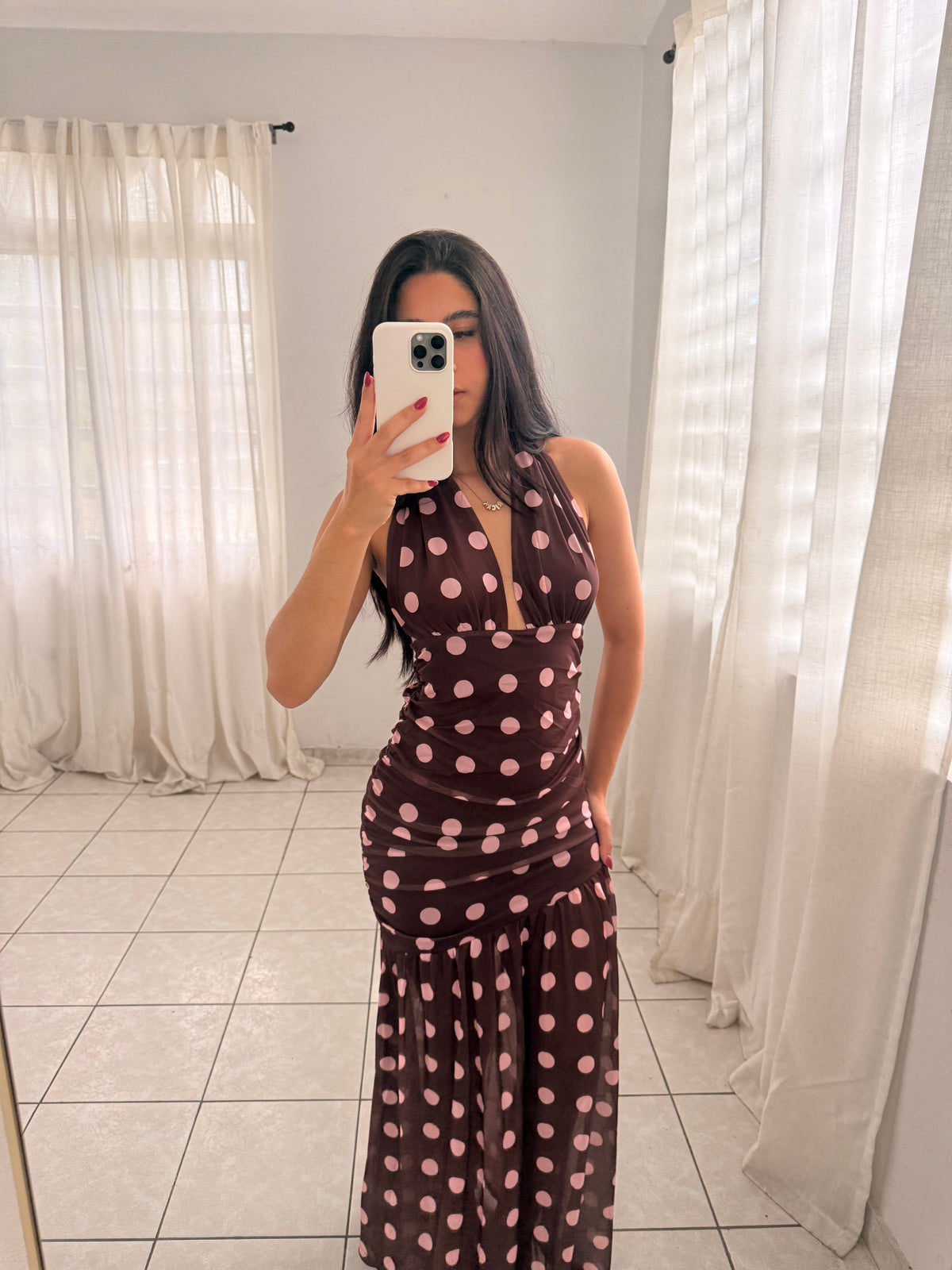 Polka Dot Brown Dress