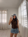 Cocoa Satin Halter Top