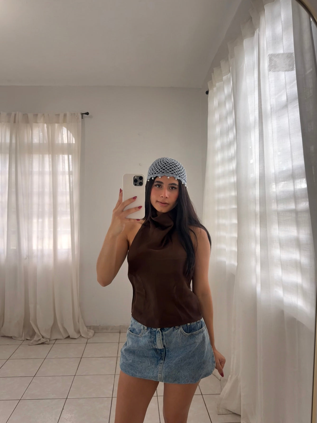 Cocoa Satin Halter Top